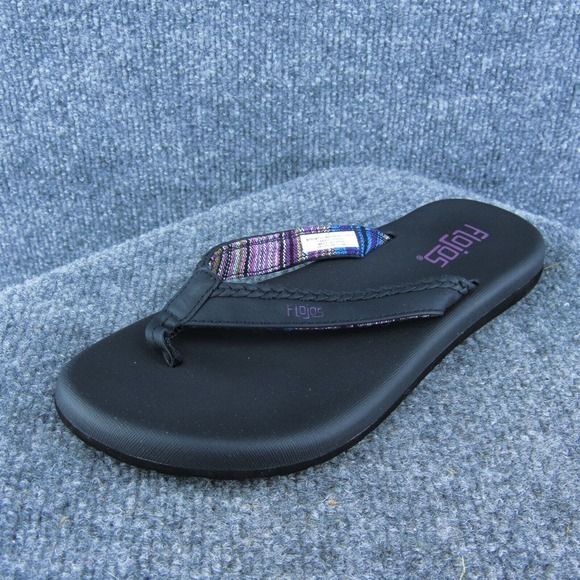 Flojos Women Flip Flop Sandal Shoes Black‎ Synthetic Size 6 Medium - Picture 1 of 9
